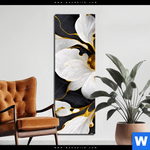 Aluminiumbild Gebürstet Marmor Blueten In Weiss Gold Schmal Produktvorschau mit dem Bild Marmor Blüten in weiß & gold im Format Schmal.