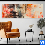 Aluminiumbild Gebürstet Meditativer Buddha In Blumen Panorama Produktvorschau mit dem Bild Meditativer Buddha in Blumen im Format Panorama.