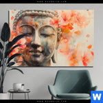Aluminiumbild Gebürstet Meditativer Buddha In Blumen Querformat Produktvorschau mit dem Bild Meditativer Buddha in Blumen im Format Querformat.