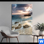 Aluminiumbild Gebürstet Meeresrauschen Bei Sonnenuntergang Hochformat Produktvorschau mit dem Bild Meeresrauschen bei Sonnenuntergang im Format Hochformat.