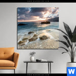 Aluminiumbild Gebürstet Meeresrauschen Bei Sonnenuntergang Quadrat Produktvorschau mit dem Bild Meeresrauschen bei Sonnenuntergang im Format Quadrat.