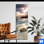 Aluminiumbild Gebürstet Meeresrauschen Bei Sonnenuntergang Schmal Produktvorschau mit dem Bild Meeresrauschen bei Sonnenuntergang im Format Schmal.