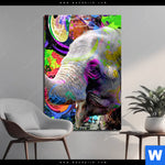 Aluminiumbild Gebürstet Moderner Bunter Elefant No 2 Hochformat Produktvorschau mit dem Bild Moderner bunter Elefant No. 2 im Format Hochformat.