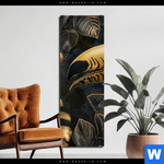Aluminiumbild Gebürstet Monstera Und Tukan Gold Schmal Produktvorschau mit dem Bild Monstera und Tukan Gold im Format Schmal.