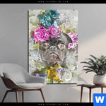 Aluminiumbild Gebürstet Mops Blumen Hochformat Produktvorschau mit dem Bild Mops & Blumen im Format Hochformat.