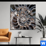 Aluminiumbild Gebürstet Muschel Fossil No 3 Quadrat Produktvorschau mit dem Bild Muschel Fossil No. 3 im Format Quadrat.