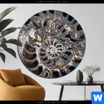 Aluminiumbild Gebürstet Muschel Fossil No 3 Rund Produktvorschau mit dem Bild Muschel Fossil No. 3 im Format Rund.