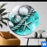 Aluminiumbild Gebürstet Muscheln Meereszauber In Tuerkis Rund Produktvorschau mit dem Bild Muscheln-Meereszauber in Türkis im Format Rund.