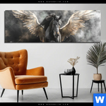 Aluminiumbild Gebürstet Mystisches Pferd Mit Fluegeln Panorama Produktvorschau mit dem Bild Mystisches Pferd mit Flügeln im Format Panorama.