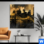 Aluminiumbild Gebürstet Nachtleuchten Ueber Manhattan Quadrat Produktvorschau mit dem Bild Nachtleuchten über Manhattan im Format Quadrat.