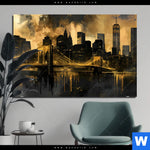Aluminiumbild Gebürstet Nachtleuchten Ueber Manhattan Querformat Produktvorschau mit dem Bild Nachtleuchten über Manhattan im Format Querformat.