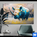 Aluminiumbild Gebürstet Nashorn Farben Der Wildness Querformat Produktvorschau mit dem Bild Nashorn - Farben der Wildness im Format Querformat.