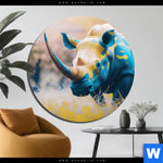 Aluminiumbild Gebürstet Nashorn Farben Der Wildness Rund Produktvorschau mit dem Bild Nashorn - Farben der Wildness im Format Rund.