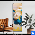 Aluminiumbild Gebürstet Nashorn Farben Der Wildness Schmal Produktvorschau mit dem Bild Nashorn - Farben der Wildness im Format Schmal.