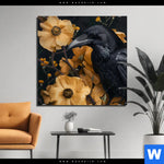 Aluminiumbild Gebürstet Naturbild Rabe Blueten Quadrat Produktvorschau mit dem Bild Naturbild - Rabe & Blüten im Format Quadrat.