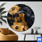 Aluminiumbild Gebürstet Naturbild Rabe Blueten Rund Produktvorschau mit dem Bild Naturbild - Rabe & Blüten im Format Rund.