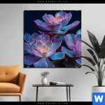 Aluminiumbild Gebürstet Neon Sukkulenten Quadrat Produktvorschau mit dem Bild Neon Sukkulenten im Format Quadrat.