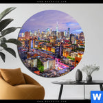 Aluminiumbild Gebürstet New York Skyline Rund Produktvorschau mit dem Bild New York Skyline im Format Rund.