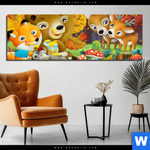 Aluminiumbild Gebürstet Niedliche Waldtiere Panorama Produktvorschau mit dem Bild Niedliche Waldtiere im Format Panorama.