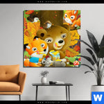 Aluminiumbild Gebürstet Niedliche Waldtiere Quadrat Produktvorschau mit dem Bild Niedliche Waldtiere im Format Quadrat.