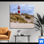 Aluminiumbild Gebürstet Nordsee Leuchtturm Quadrat Produktvorschau mit dem Bild Nordsee Leuchtturm im Format Quadrat.