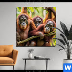Aluminiumbild Gebürstet Orang Utan Familie Im Regenwald Quadrat Produktvorschau mit dem Bild Orang Utan Familie im Regenwald im Format Quadrat.