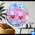 Aluminiumbild Gebürstet Orchideen Blueten Rund Produktvorschau mit dem Bild Orchideen Blüten im Format Rund.