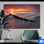 Aluminiumbild Gebürstet Ostsee Sonnenuntergang Querformat Produktvorschau mit dem Bild Ostsee Sonnenuntergang im Format Querformat.