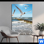 Aluminiumbild Gebürstet Ostseekueste Moewen Hochformat Produktvorschau mit dem Bild Ostseeküste & Möwen im Format Hochformat.