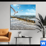 Aluminiumbild Gebürstet Ostseekueste Moewen Quadrat Produktvorschau mit dem Bild Ostseeküste & Möwen im Format Quadrat.