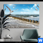 Aluminiumbild Gebürstet Ostseekueste Moewen Querformat Produktvorschau mit dem Bild Ostseeküste & Möwen im Format Querformat.