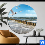 Aluminiumbild Gebürstet Ostseekueste Moewen Rund Produktvorschau mit dem Bild Ostseeküste & Möwen im Format Rund.