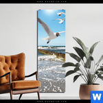 Aluminiumbild Gebürstet Ostseekueste Moewen Schmal Produktvorschau mit dem Bild Ostseeküste & Möwen im Format Schmal.