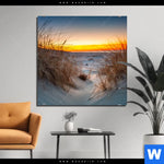 Aluminiumbild Gebürstet Ostseestrand Bei Sonnenuntergang Quadrat Produktvorschau mit dem Bild Ostseestrand bei Sonnenuntergang im Format Quadrat.