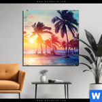 Aluminiumbild Gebürstet Palmen Bei Sonnenuntergang Quadrat Produktvorschau mit dem Bild Palmen bei Sonnenuntergang im Format Quadrat.