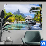 Aluminiumbild Gebürstet Palmen Berg Auf Insel Querformat Produktvorschau mit dem Bild Palmen & Berg auf Insel im Format Querformat.