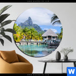 Aluminiumbild Gebürstet Palmen Berg Auf Insel Rund Produktvorschau mit dem Bild Palmen & Berg auf Insel im Format Rund.