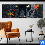 Aluminiumbild Gebürstet Panther Farbexplosion Panorama Produktvorschau mit dem Bild Panther Farbexplosion im Format Panorama.