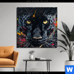 Aluminiumbild Gebürstet Panther Farbexplosion Quadrat Produktvorschau mit dem Bild Panther Farbexplosion im Format Quadrat.