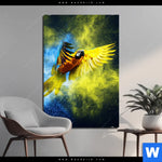 Aluminiumbild Gebürstet Papagei Farbexplosion Hochformat Produktvorschau mit dem Bild Papagei - Farbexplosion im Format Hochformat.