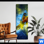 Aluminiumbild Gebürstet Papagei Farbexplosion Schmal Produktvorschau mit dem Bild Papagei - Farbexplosion im Format Schmal.