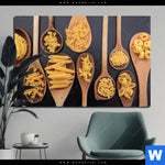 Aluminiumbild Gebürstet Pasta Auf Loeffeln Querformat Produktvorschau mit dem Bild Pasta auf Löffeln im Format Querformat.