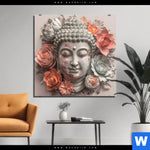 Aluminiumbild Gebürstet Pastellblueten Und Buddha Quadrat Produktvorschau mit dem Bild Pastellblüten und Buddha im Format Quadrat.