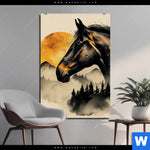 Aluminiumbild Gebürstet Pferd Im Mondschein Hochformat Produktvorschau mit dem Bild Pferd im Mondschein im Format Hochformat.