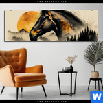 Aluminiumbild Gebürstet Pferd Im Mondschein Panorama Produktvorschau mit dem Bild Pferd im Mondschein im Format Panorama.