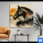 Aluminiumbild Gebürstet Pferd Im Mondschein Quadrat Produktvorschau mit dem Bild Pferd im Mondschein im Format Quadrat.