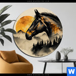 Aluminiumbild Gebürstet Pferd Im Mondschein Rund Produktvorschau mit dem Bild Pferd im Mondschein im Format Rund.