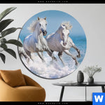 Aluminiumbild Gebürstet Pferdeherde Am Strand Rund Produktvorschau mit dem Bild Pferdeherde am Strand im Format Rund.