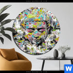 Aluminiumbild Gebürstet Pop Art Buddha Kopf Rund Produktvorschau mit dem Bild Pop Art Buddha Kopf im Format Rund.