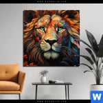 Aluminiumbild Gebürstet Pop Art Leo Quadrat Produktvorschau mit dem Bild Pop Art Leo im Format Quadrat.